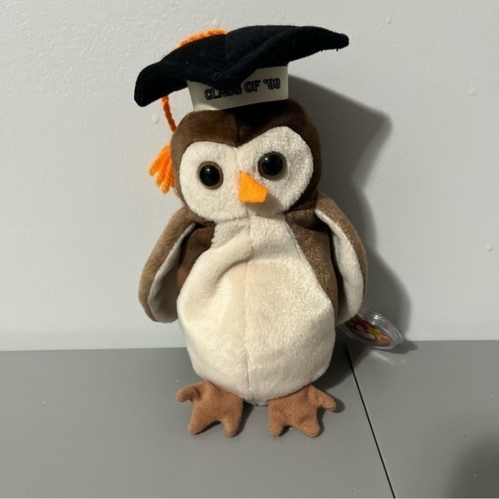 TY Wise Graduation Owl Beanie Baby Mint Rare Retired 1998 NWT